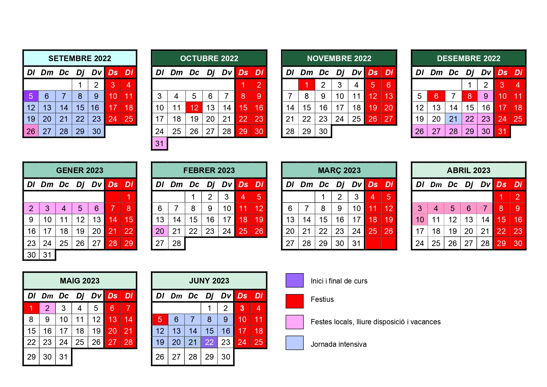 Calendari escolar 2021-22